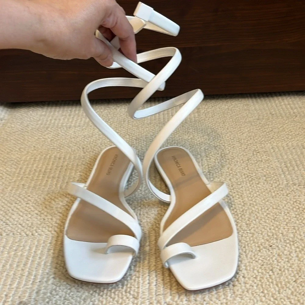 NWOB Veronica‎ Beard Allura Ankle Wrap Sandals Women size 8 in Coconut Boho